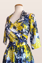 Load image into Gallery viewer, Pansy Jersey Mustard Floral Dress