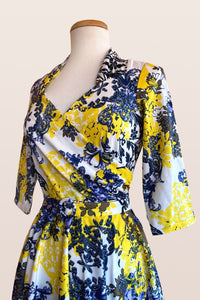 Pansy Jersey Mustard Floral Dress