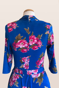 Pansy Jersey Cobalt & Pink Floral Dress
