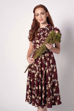Load image into Gallery viewer, Peach Rose Burgundy Floral Dress
