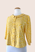 Load image into Gallery viewer, Perla Mustard &amp; Cream Leaves Blouse