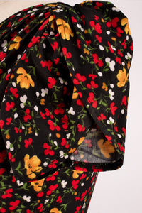 Red & Mustard Floral Jersey Dress
