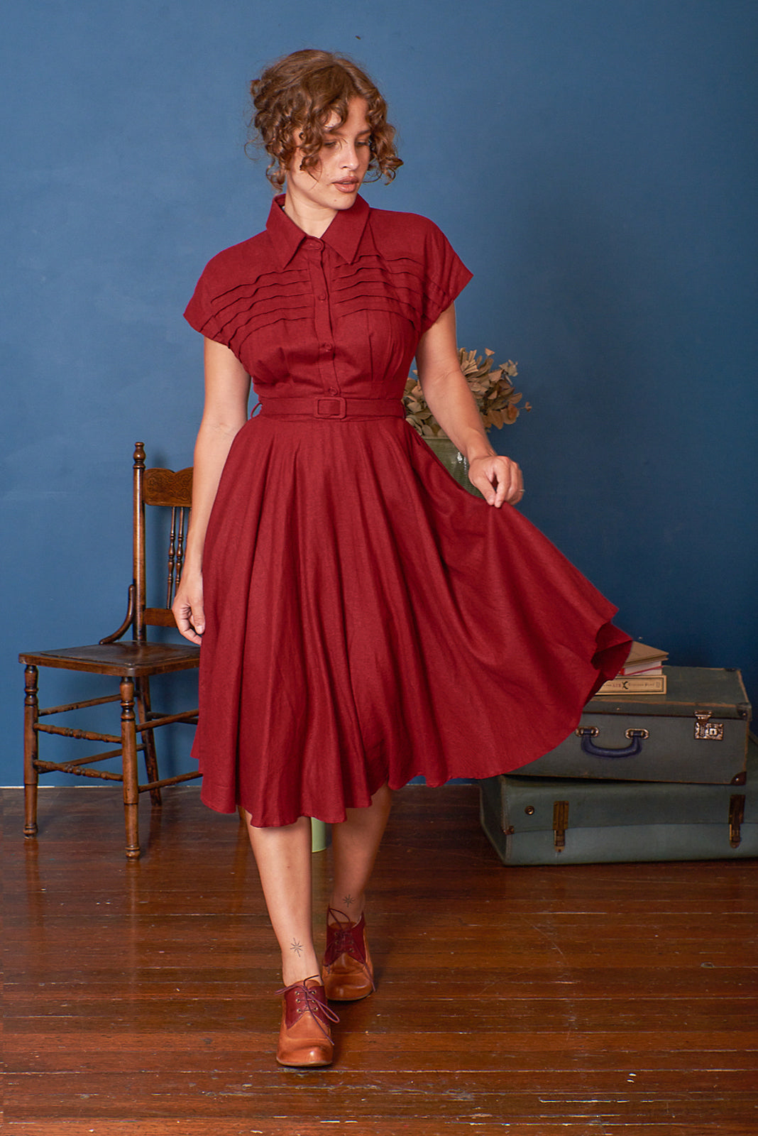 Sammy Burgundy Linen Dress Sammy Burgundy Linen Dress