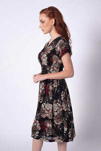 Sage Black Floral Dress