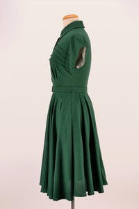 Sammy Bottle Green Linen Dress