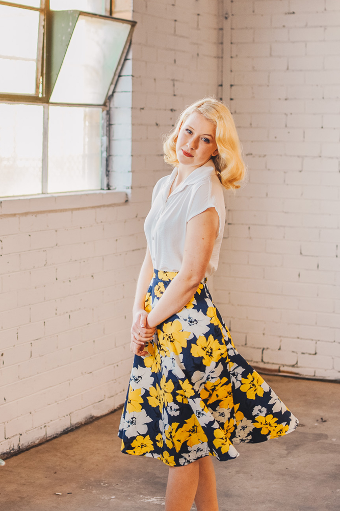 Sammy Mustard Floral Skirt Elise Design
