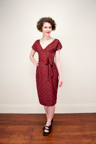 Lalleh Burgundy Dots Dress - Elise Design
 - 1