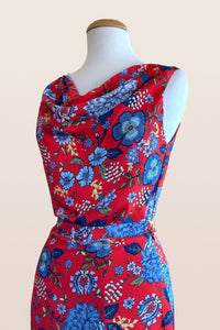 Thea Red & Blue Floral Dress