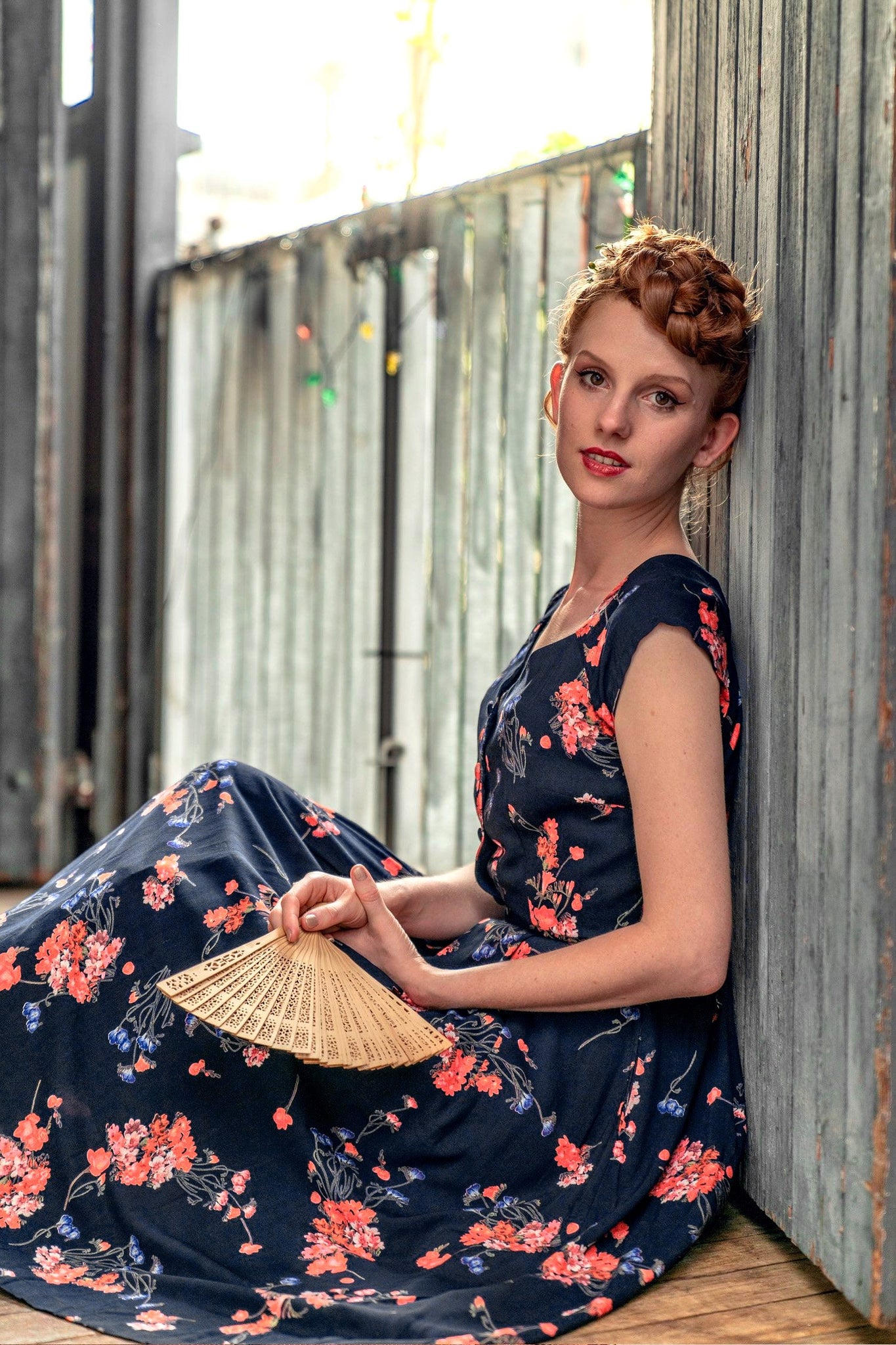 navy dress with orange flowers blue dress orange flowers