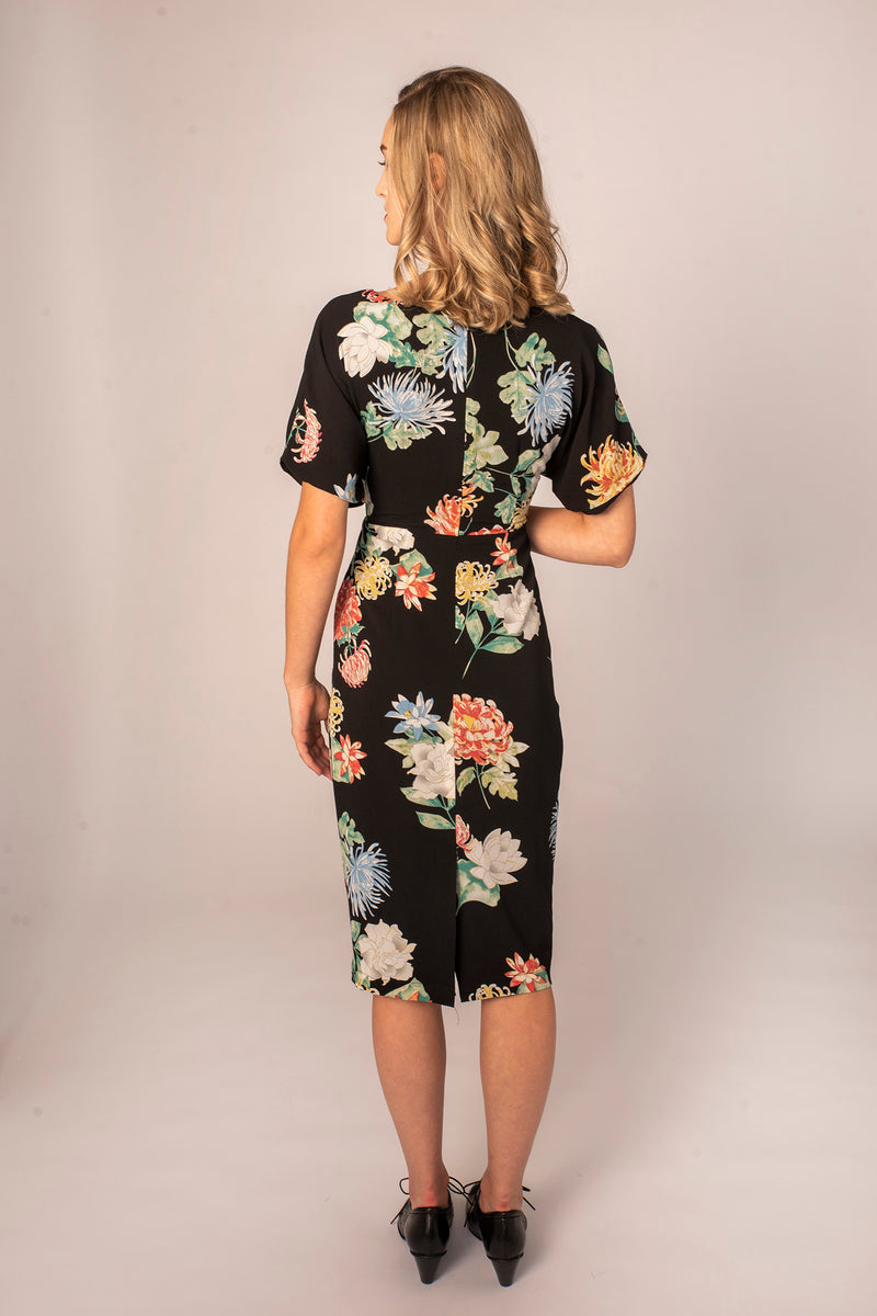 Jill Black & Green Floral Dress – Elise Design