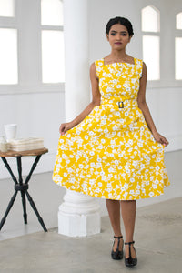 Bee Mustard & Cream Floral Dress