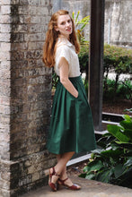 Load image into Gallery viewer, Roxy Bottle Green Linen Skirt