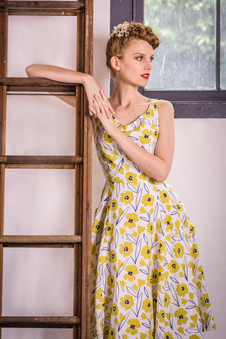 Chita Mustard & Cream Floral Dress