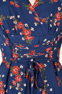 Fiorella Corset Blue & Red Floral Dress