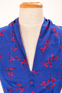Grace Kelly Blue & Red Floral Dress