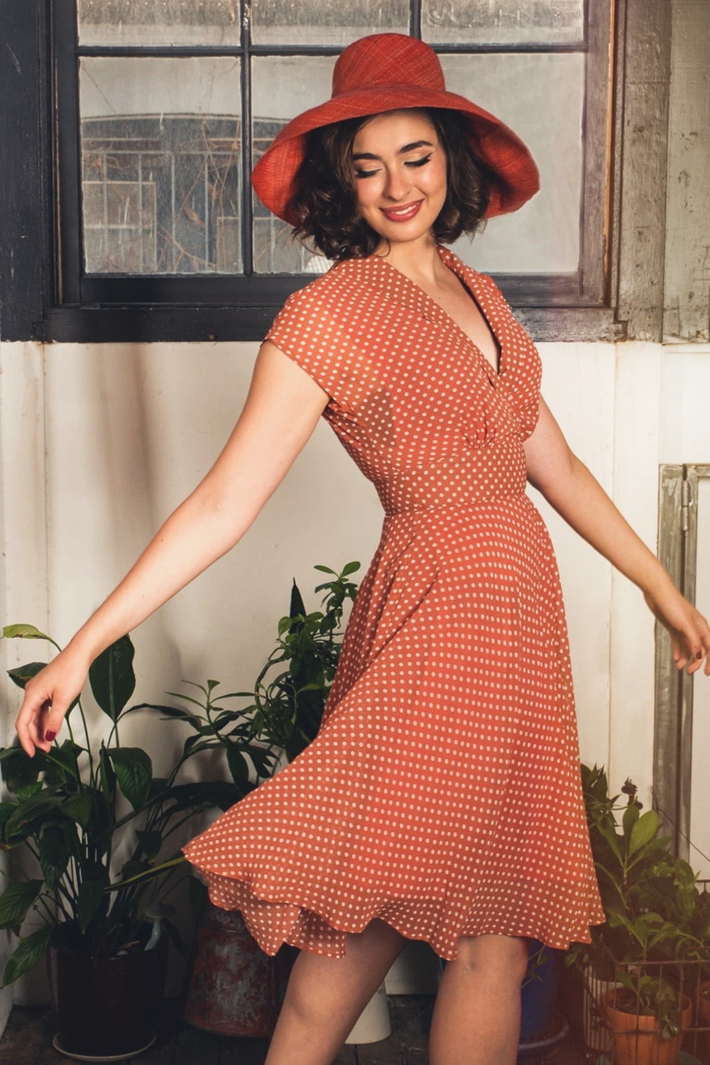 Orange and shop cream dress