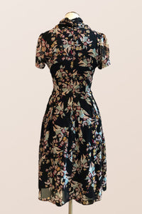 Grace Kelly Black & Blue Floral Dress