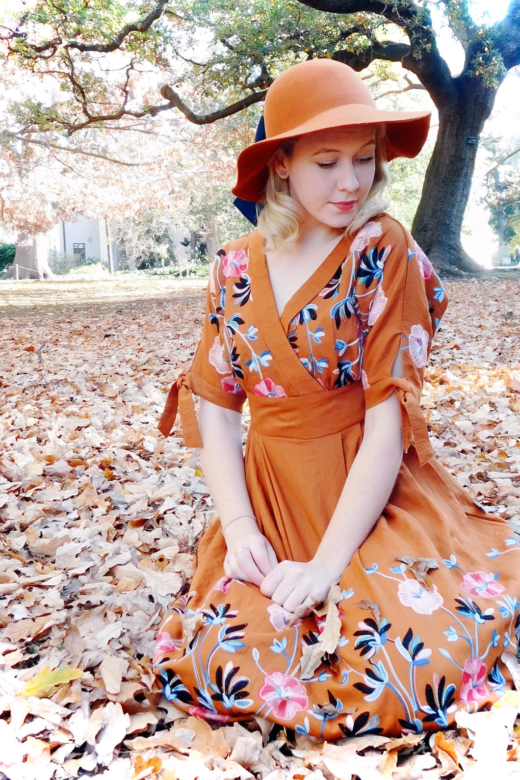 Madoka Rust Embroidery Dress – Elise Design