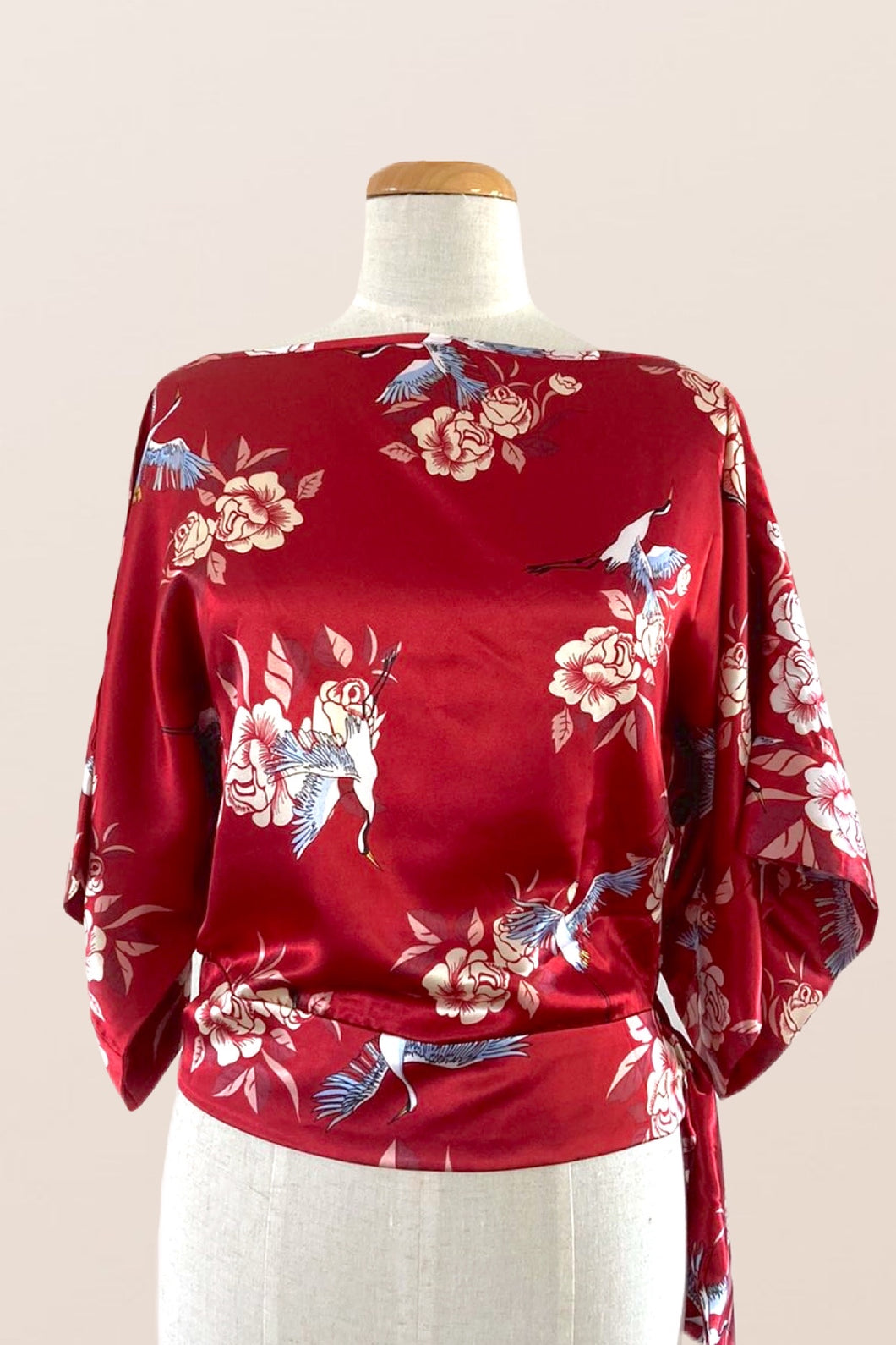 Kimono Crane Red Blouse