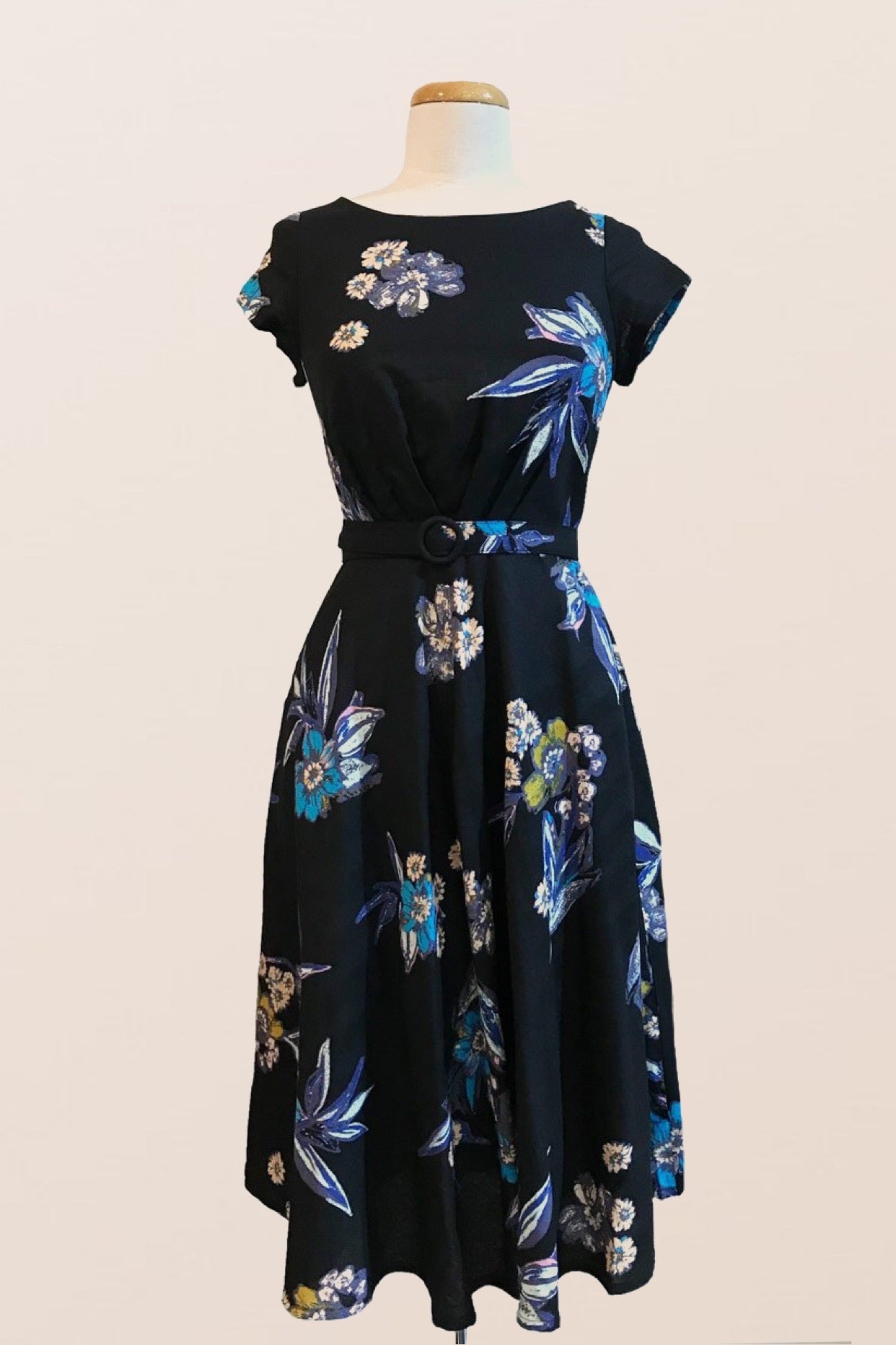 Doris Black & Blue Floral Dress Elise Design Doris Black & Blue Floral Dress Elise Design