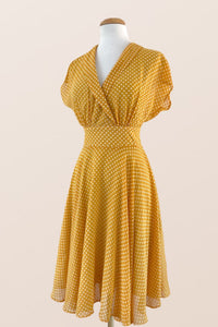 Posy Mustard & Cream Dots Dress