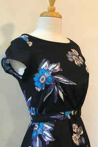 Doris Black & Blue Floral Dress