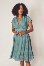 Load image into Gallery viewer, Posy Teal Floral &amp; Dots Dress