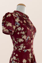 Load image into Gallery viewer, Peach Rose Burgundy Floral Dress
