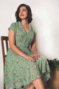 Posy Green Floral & Dots Dress