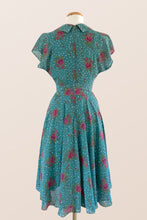 Load image into Gallery viewer, Posy Teal Floral &amp; Dots Dress