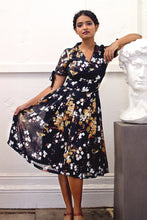 Load image into Gallery viewer, Kassandra Black Floral &amp; Bird Dress