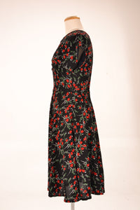 Kay Floral Black & Red Dress