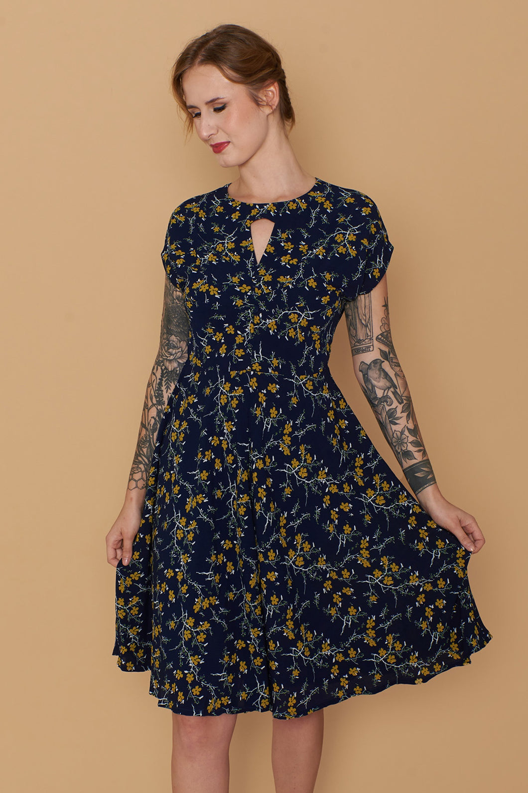 Kay Floral Mustard Dress