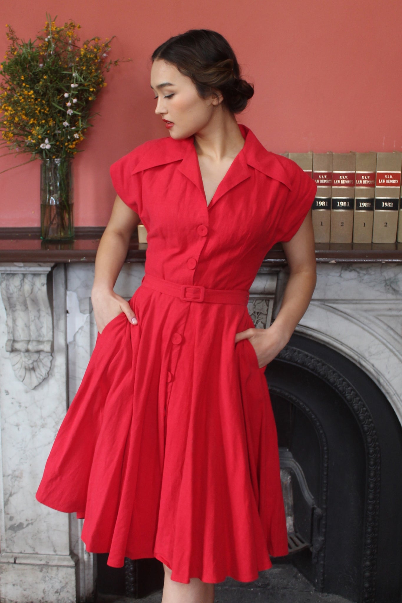 Naomi Red Linen Shirt Dress Elise Design Naomi Red Linen Shirt Dress Elise Design