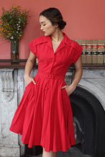 Load image into Gallery viewer, Naomi Red Linen Shirt Dress