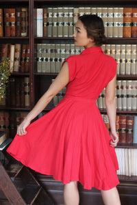 Naomi Red Linen Shirt Dress