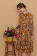 Load image into Gallery viewer, Peach Rose Mustard &amp; Turquoise Floral Dress