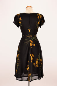 Sadie Black & Mustard Floral Dress